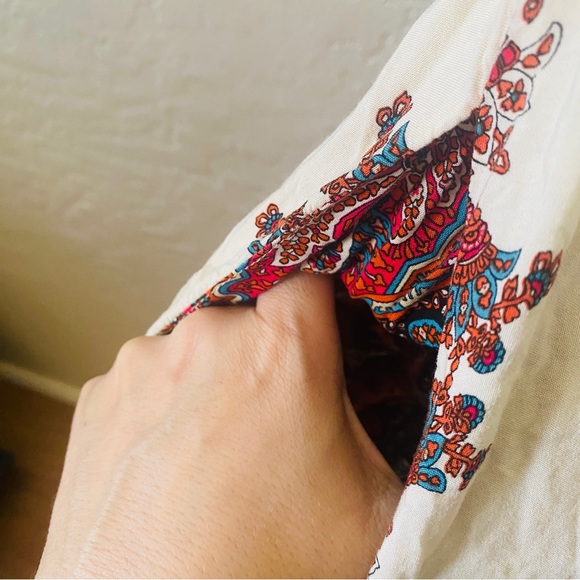 Luv A Blusa Cream Red Paisley Boho Midi Dress - Picture 5 of 7